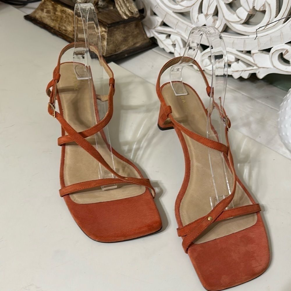 Frame Le Braxton Leather Heel Burnt Orange US 10 Strappy Sandal Spring